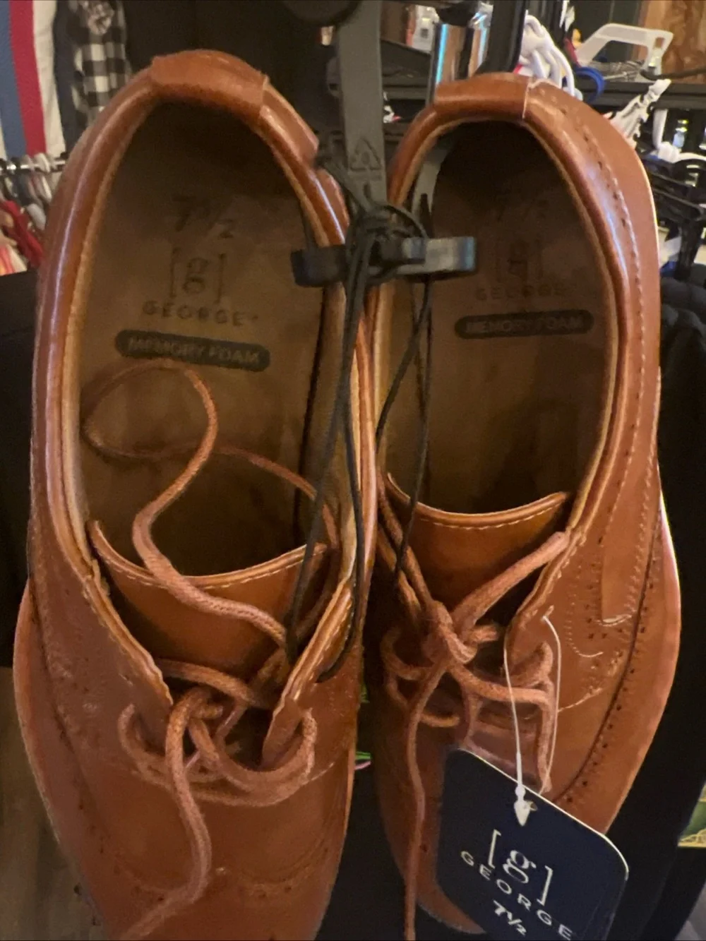 George Men's Brown Wingtip Derby Oxfords